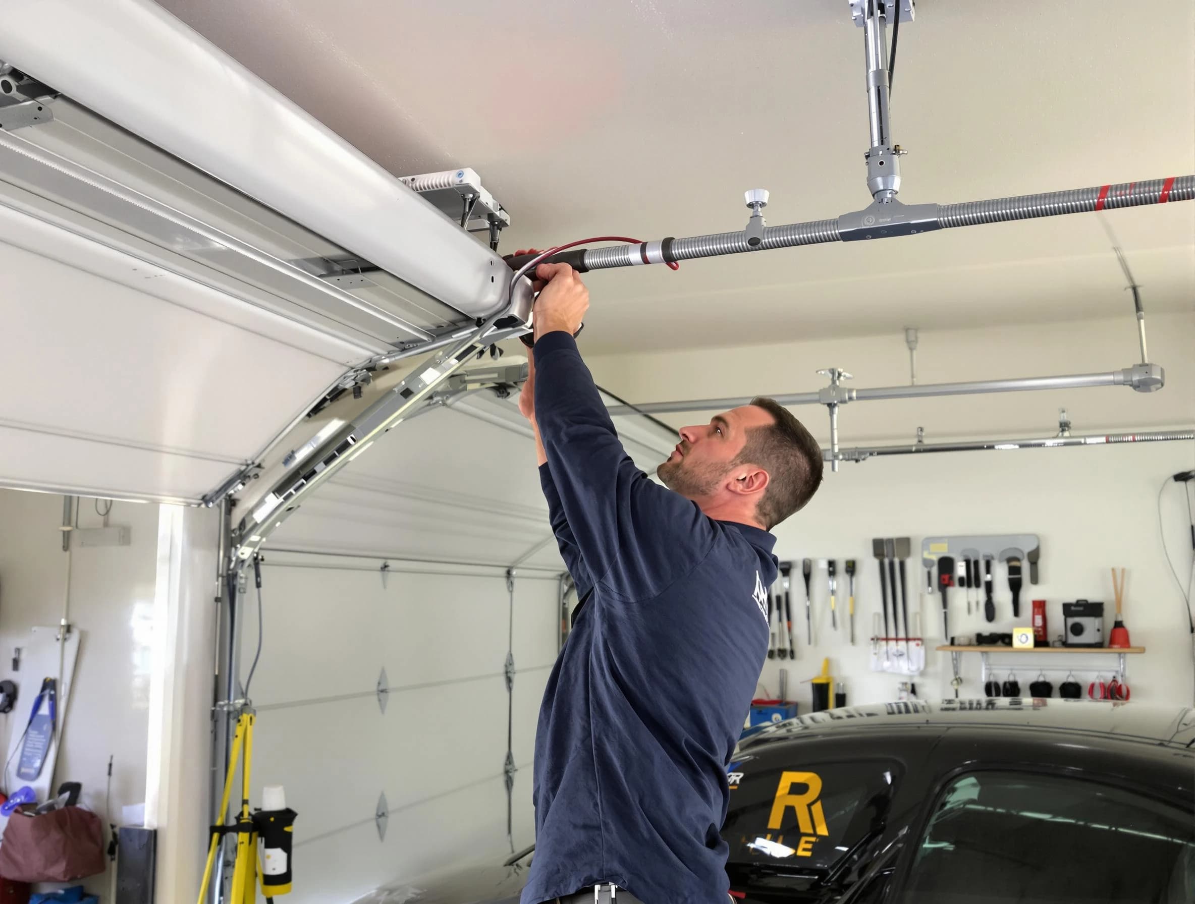 Los Ranchos de Albuquerque Garage Door Repair technician performing garage door cable repair in Los Ranchos de Albuquerque