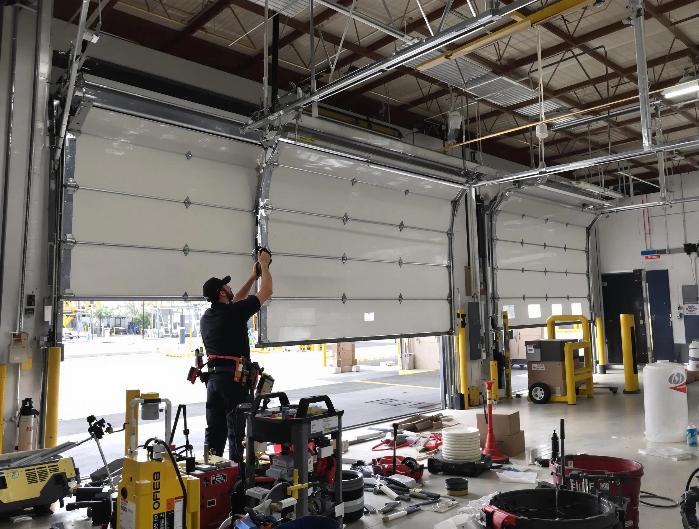 Los Ranchos de Albuquerque Garage Door Repair technician performing commercial garage door repair in Los Ranchos de Albuquerque