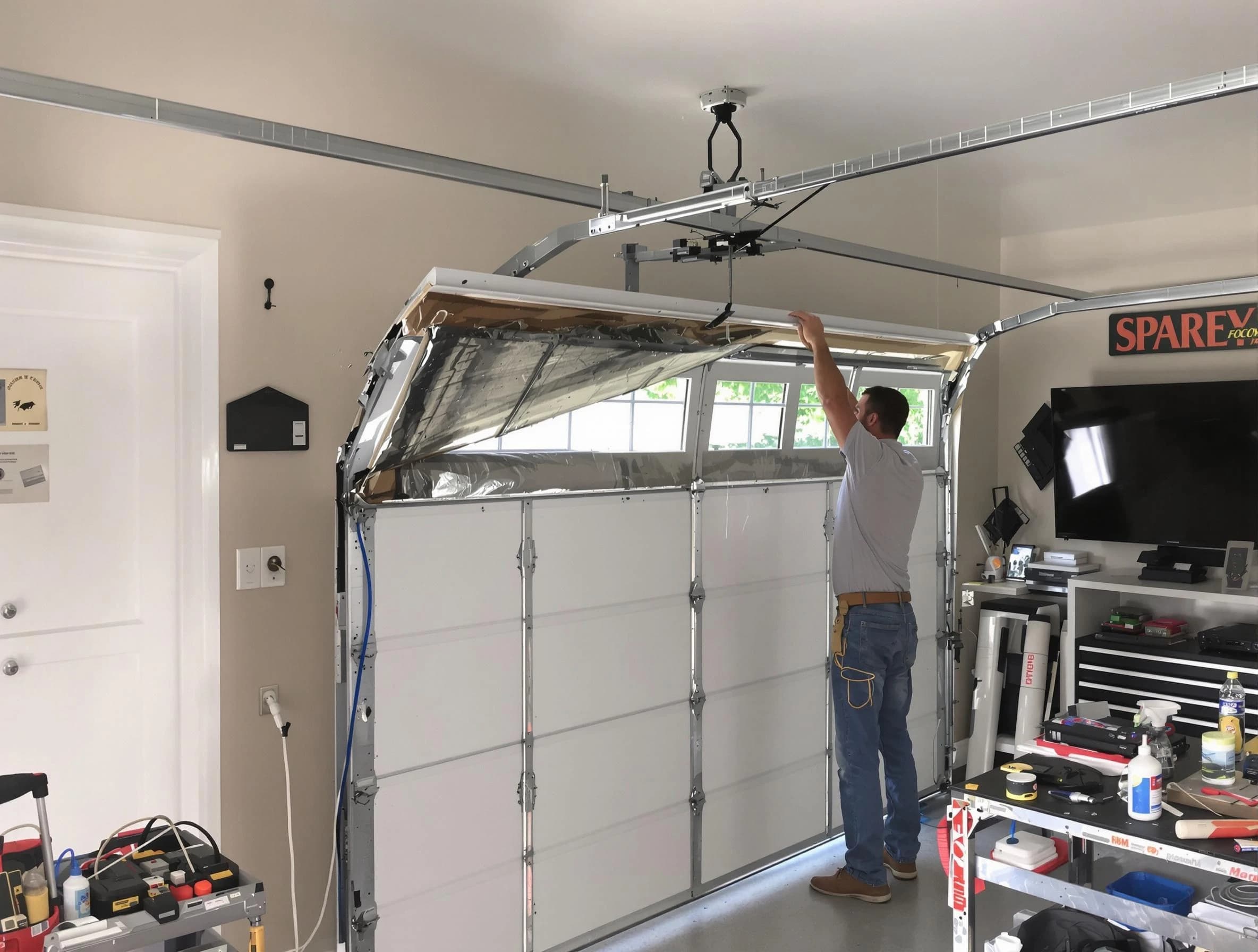 Garage door section replacement by Los Ranchos de Albuquerque Garage Door Repair in Los Ranchos de Albuquerque