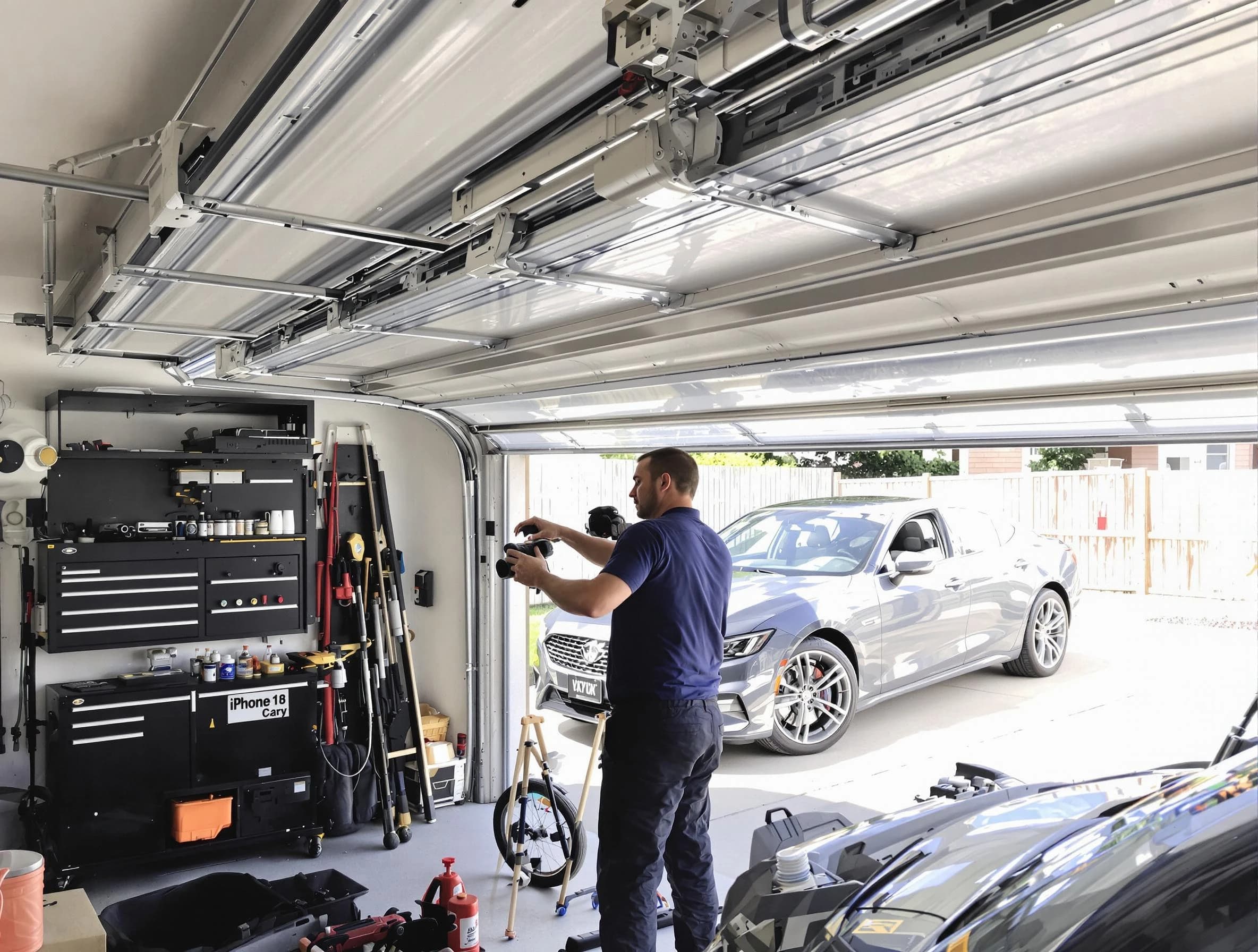 Los Ranchos de Albuquerque Garage Door Repair technician fixing noisy garage door in Los Ranchos de Albuquerque
