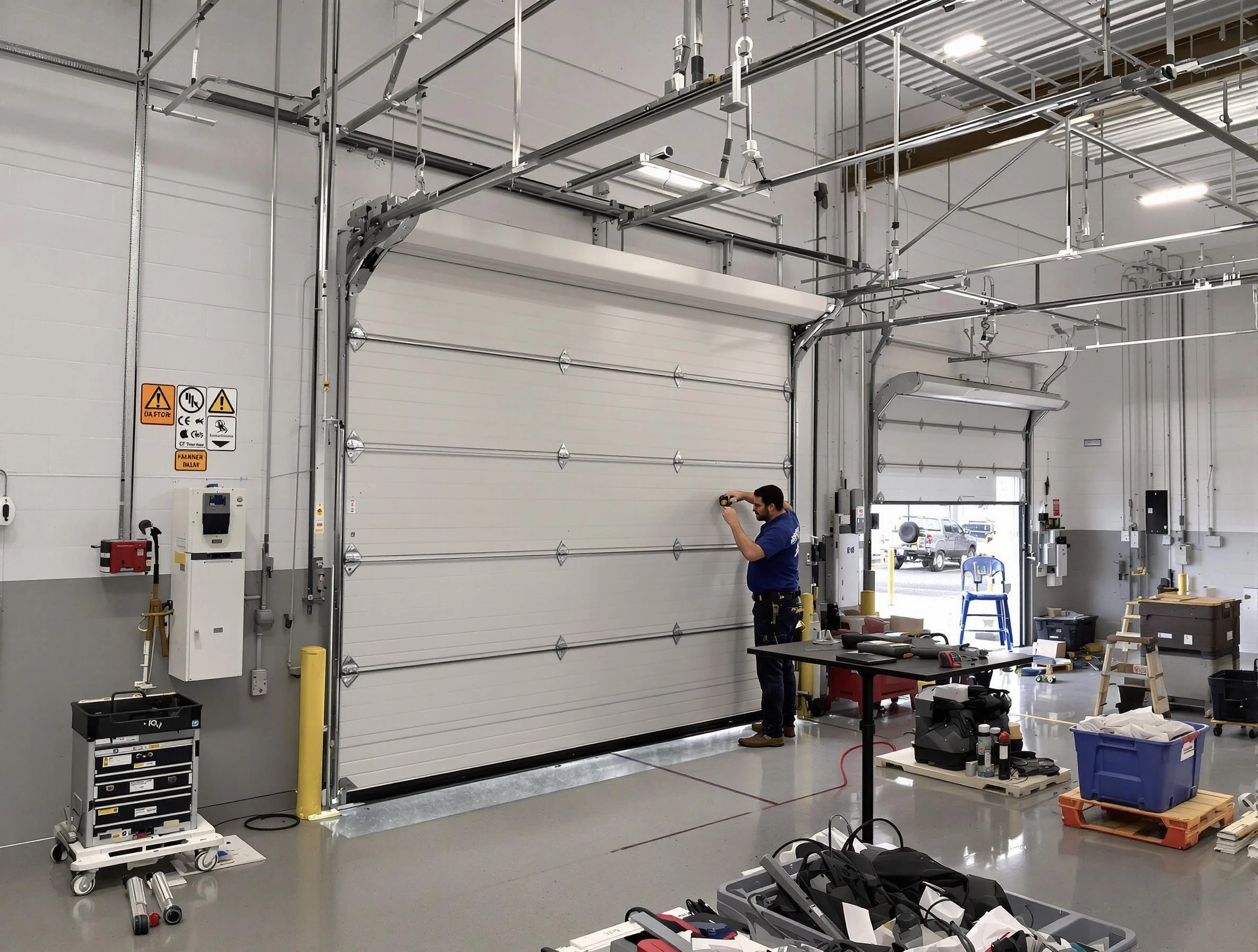 Commercial garage door repair being performed by Los Ranchos de Albuquerque Garage Door Repair expert in Los Ranchos de Albuquerque