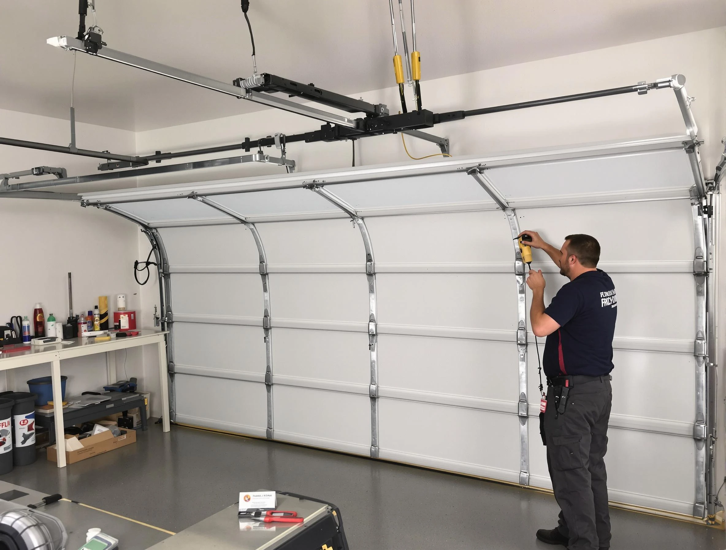 Los Ranchos de Albuquerque Garage Door Repair certified technician performing overhead door system repair in Los Ranchos de Albuquerque