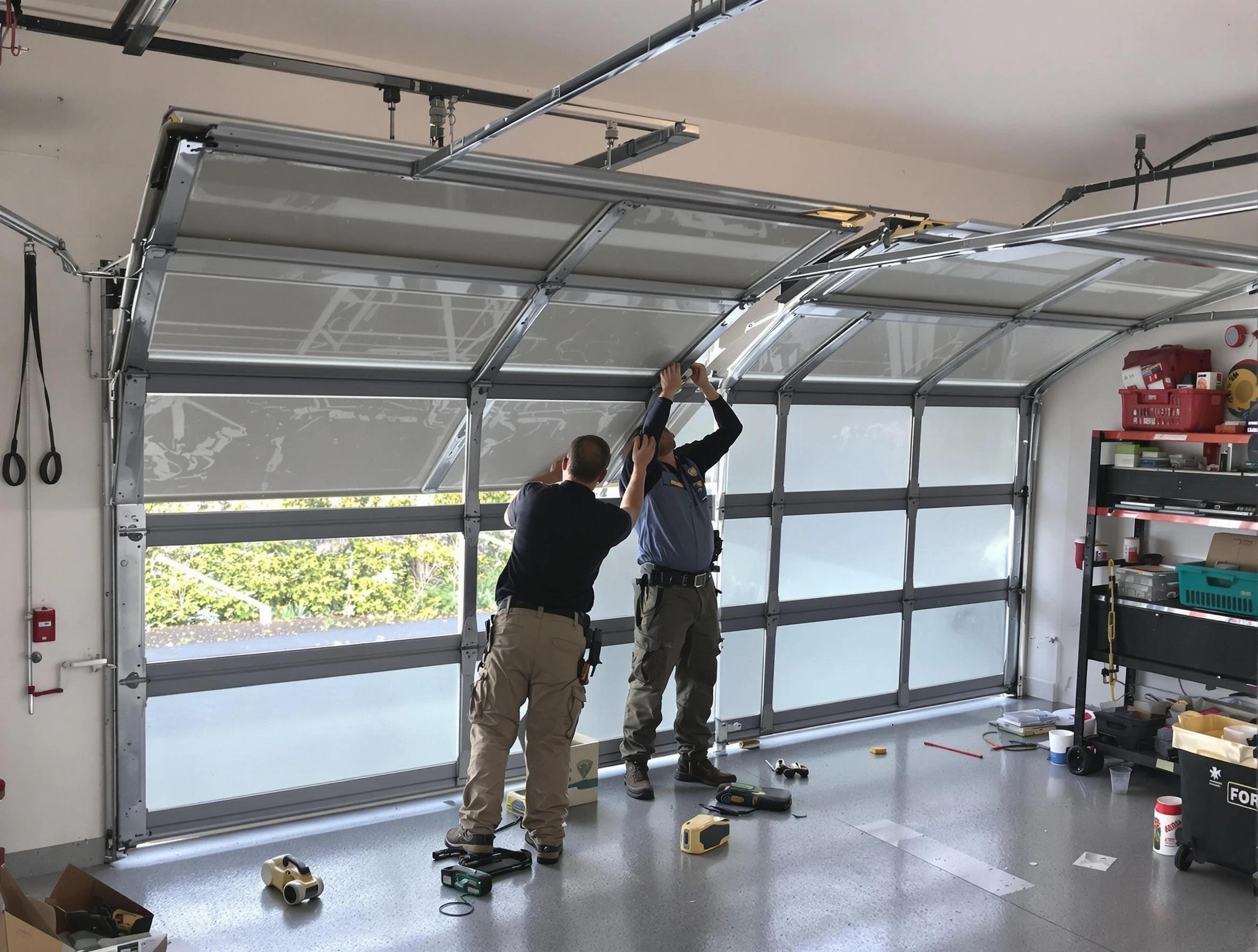 Los Ranchos de Albuquerque Garage Door Repair expert performing precise panel replacement on Los Ranchos de Albuquerque garage door